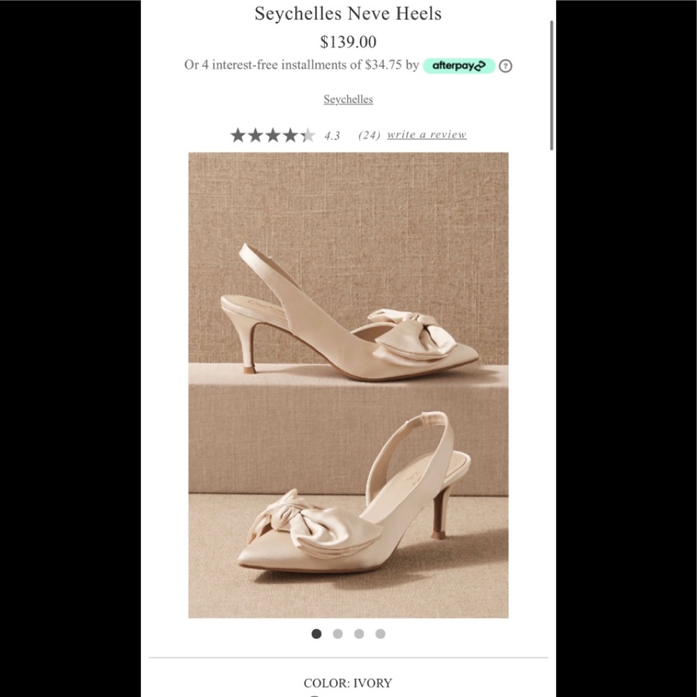 BHLDN Seychelles Neve Heels Ivory Bow Heels NEW
